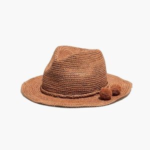 Madewell Pom-Pom Straw Fedora Hat
